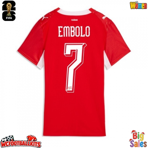 Switzerland Breel Embolo #7 Replica Home Stadium Shirt for Women World Cup 2026 Short Sleeve